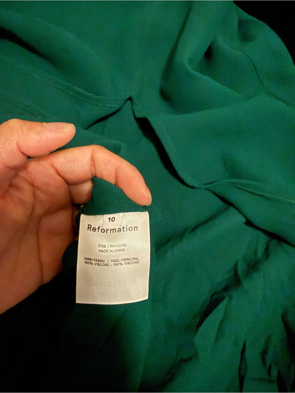 Reformation Emerald Green Spaghetti Strap Midi Dress with High Slit - Picture 5 of 8